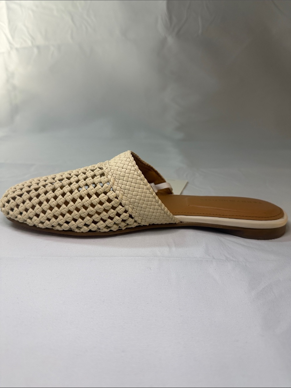 Tommy Hilfiger Cream Woven Slip-On Mules